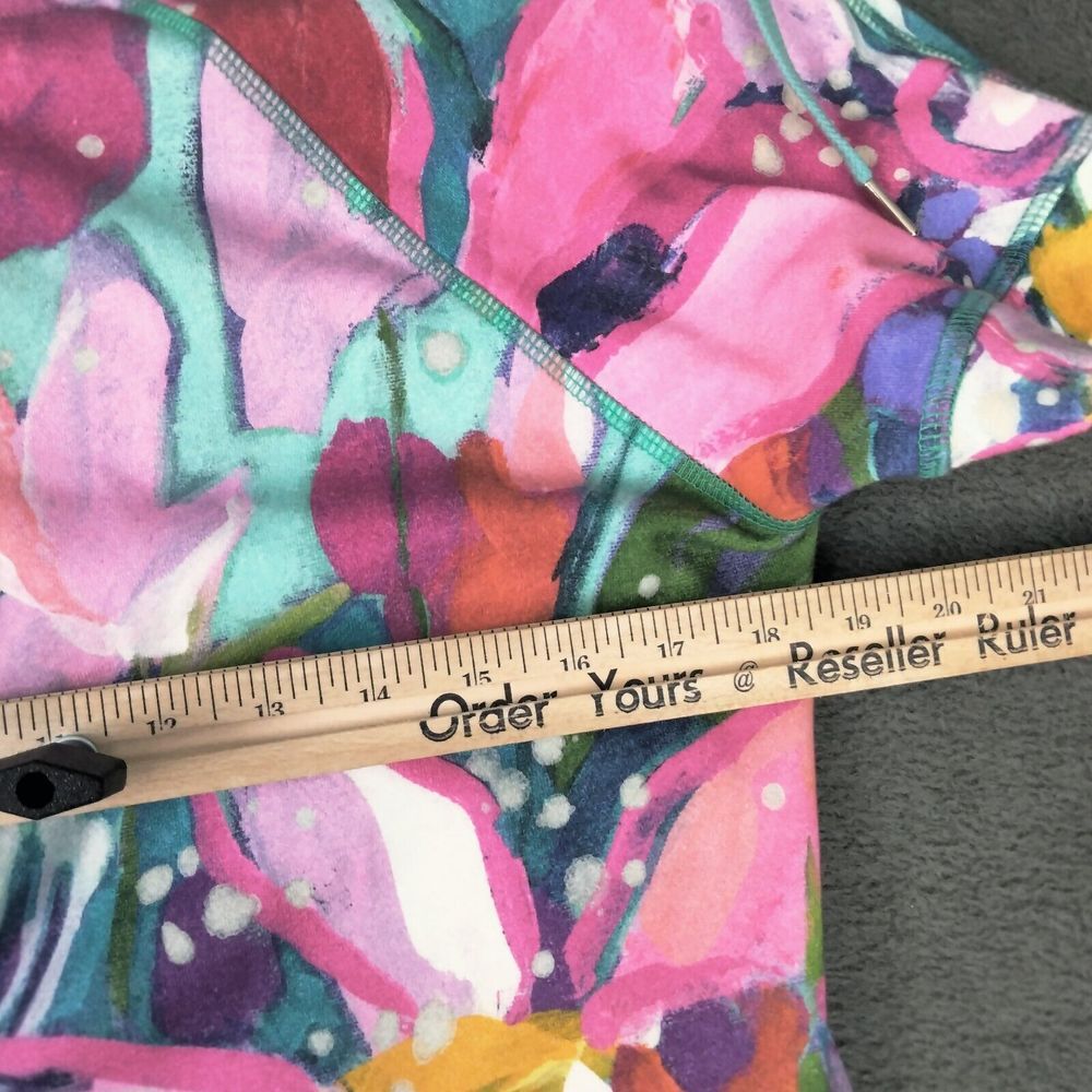 Floral Zip-Front Mint and Pink Shift Dress - Picture 7 of 11